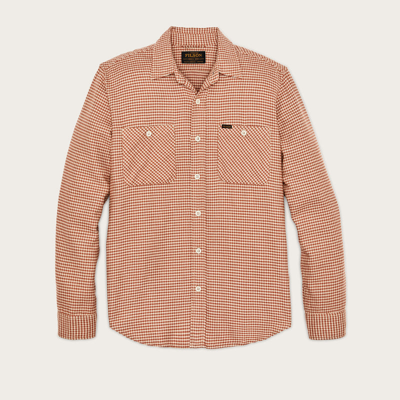 The rangeland flannel shirt par Filson | Salmon / oat houndstooth (Orange)