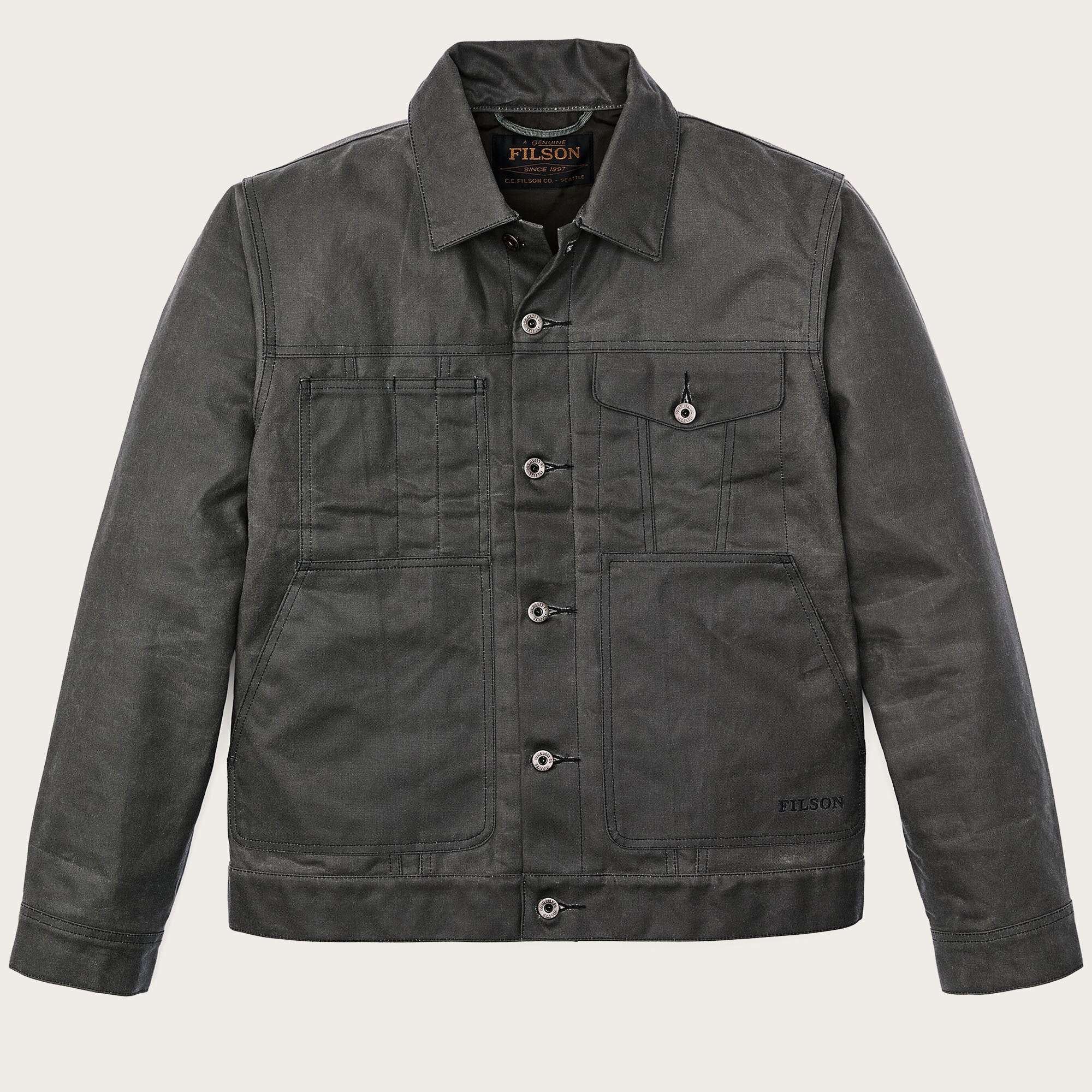 C.C. FILSON ダークグレー ジャケット Tin cloth short lined cruiser jacket by Filson | Castor gray (Grey)