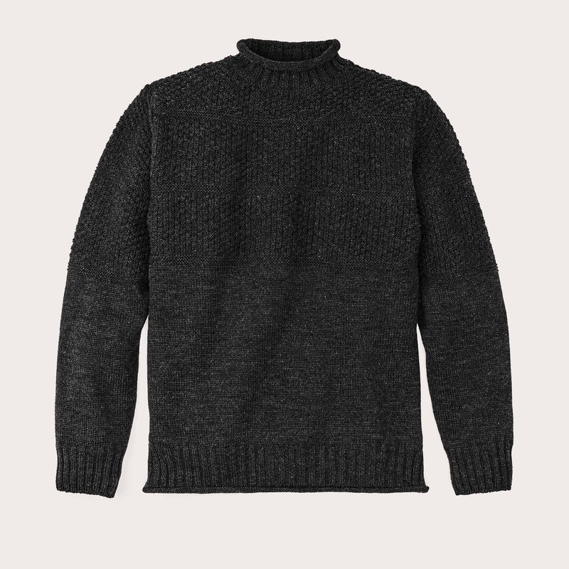 Wool roll neck fisherman's sweater by Filson | Charcoal heather (Grey)