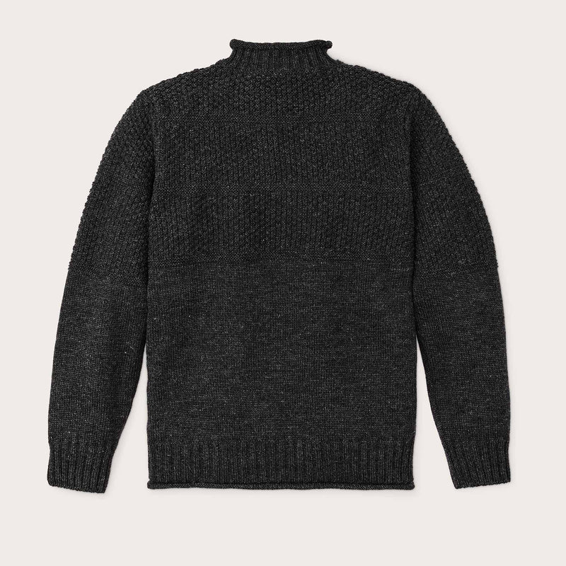 Wool roll neck fisherman's sweater by Filson | Charcoal heather (Grey)