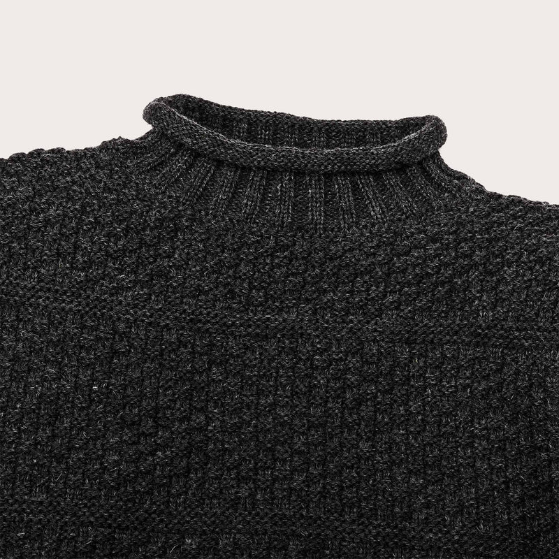 Wool roll neck fisherman's sweater by Filson | Charcoal heather (Grey)