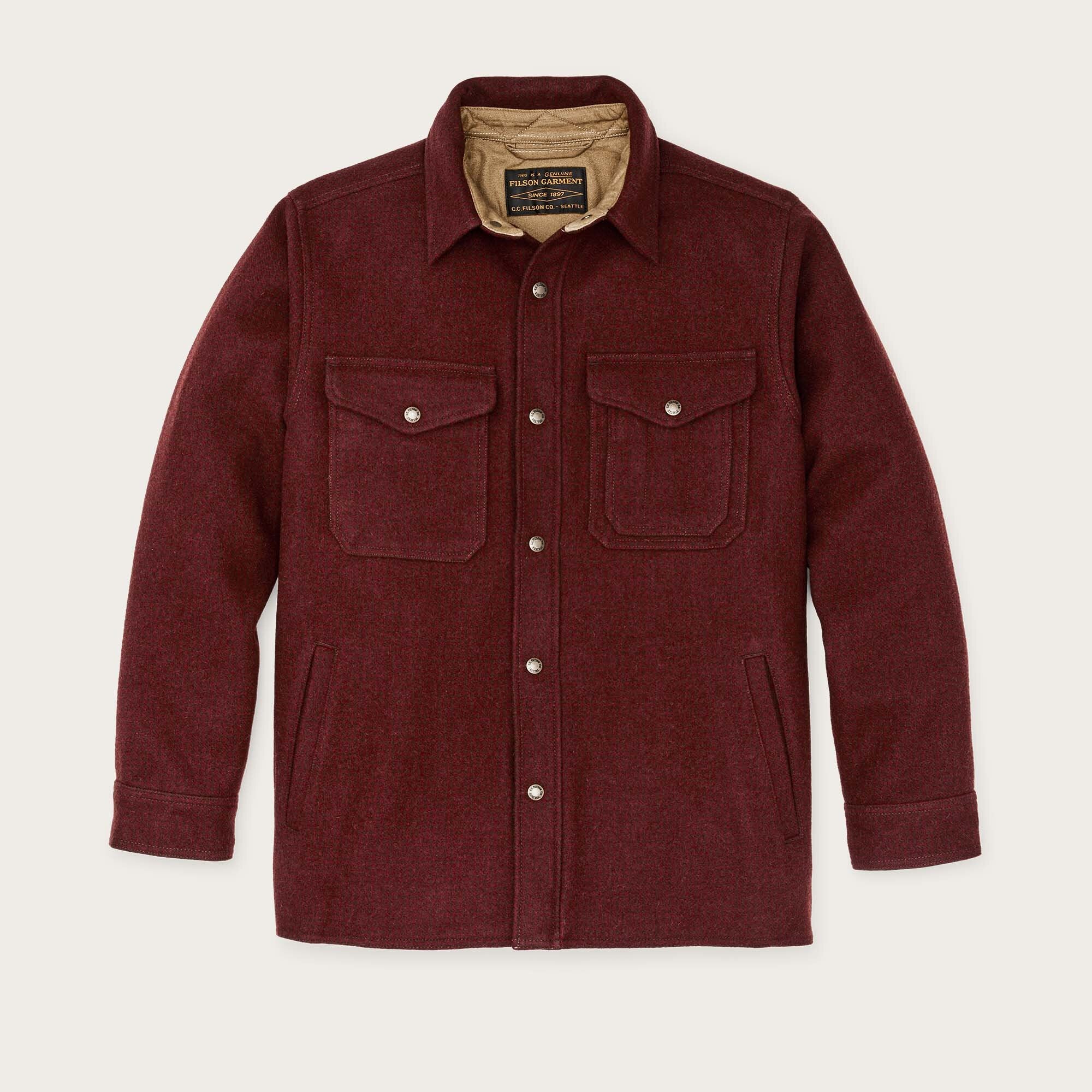 フィルソン Lined Mackinaw Wool Jac-Shirt XS Lined mackinaw wool jac-shirt by Filson | Dark red / black hou (Red)
