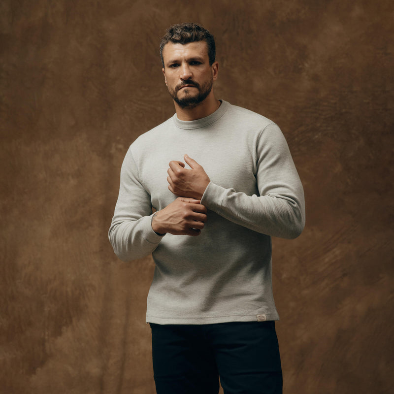 Pull ras du cou thermique en maille gaufrée par Filson | Light heather gray (Gray)