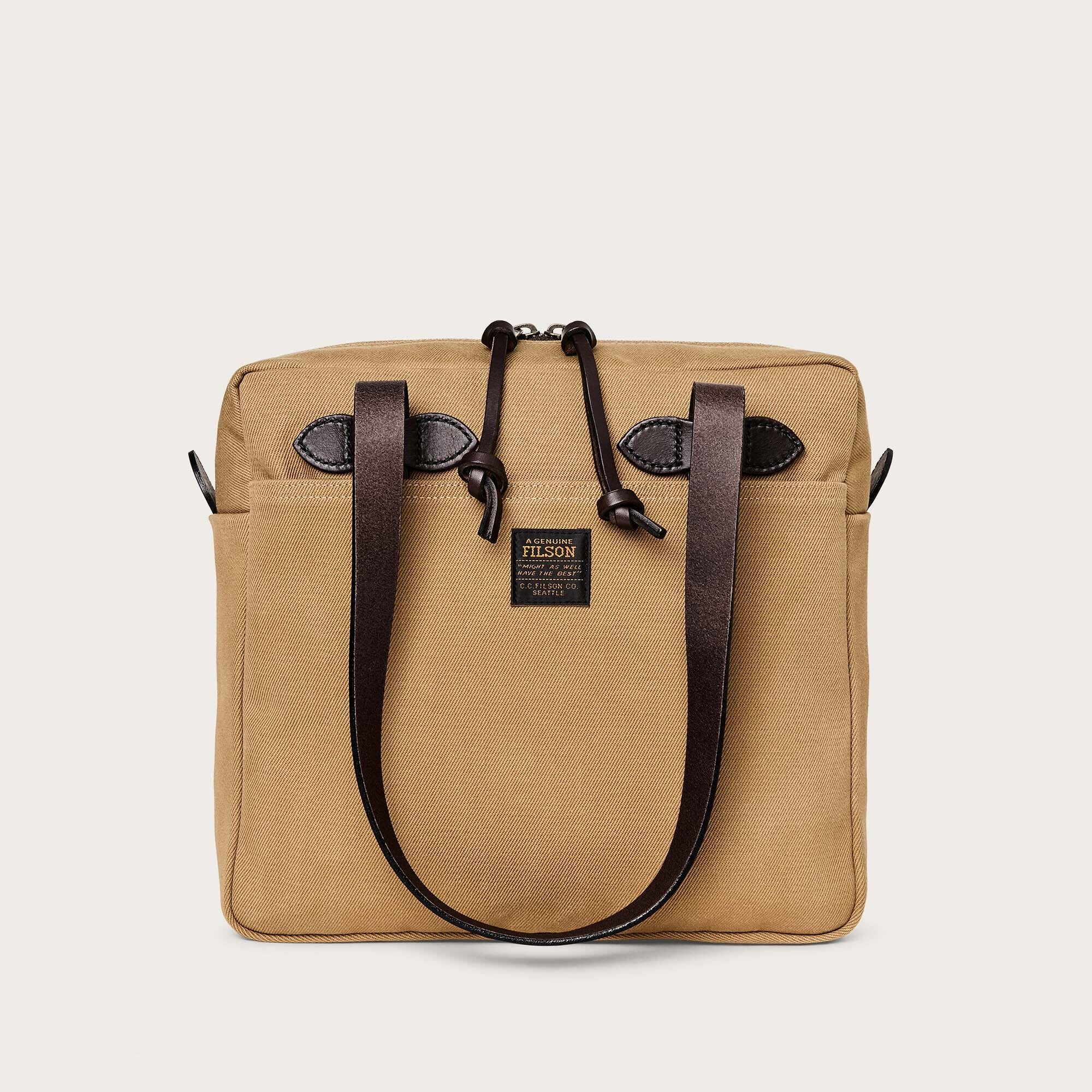 Rugged twill small zipper tote bag by Filson | Tan (Beige)