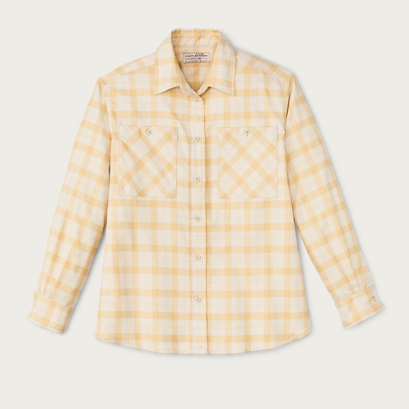 Women's light weight alaskan guide shirt by Filson | Ivory/ straw plaid (Yellow)