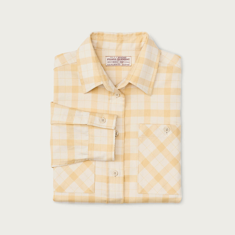 Women's light weight alaskan guide shirt by Filson | Ivory/ straw plaid (Yellow)