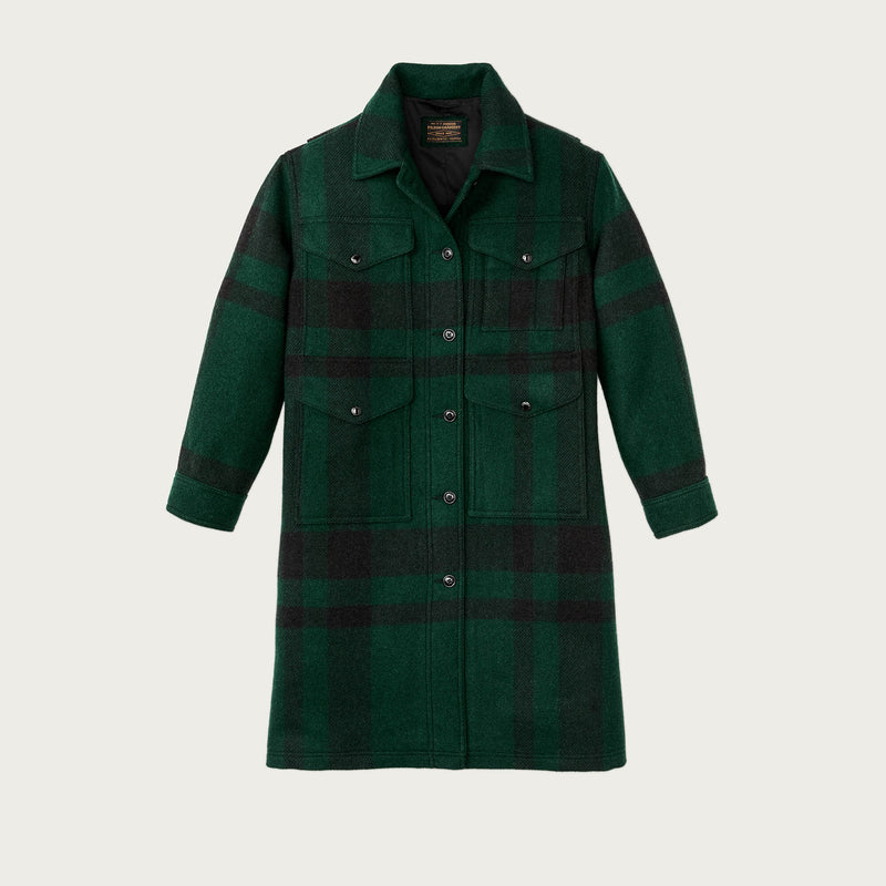 Women's wool long cruiser coat par Filson | Otter green b (Green)