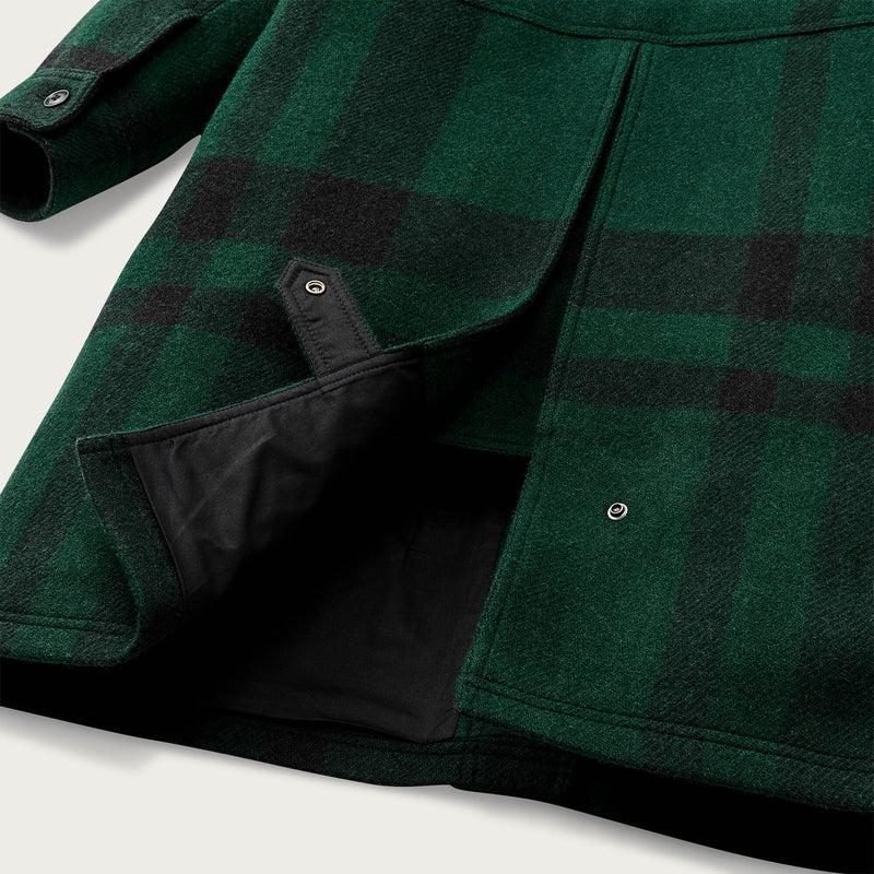Women's wool long cruiser coat par Filson | Otter green b (Green)