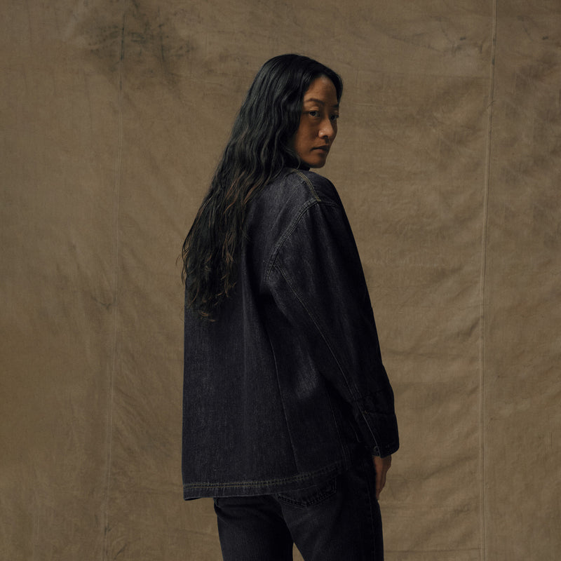 Women’s denim barn coat by Filson | Rinse black (Gray)