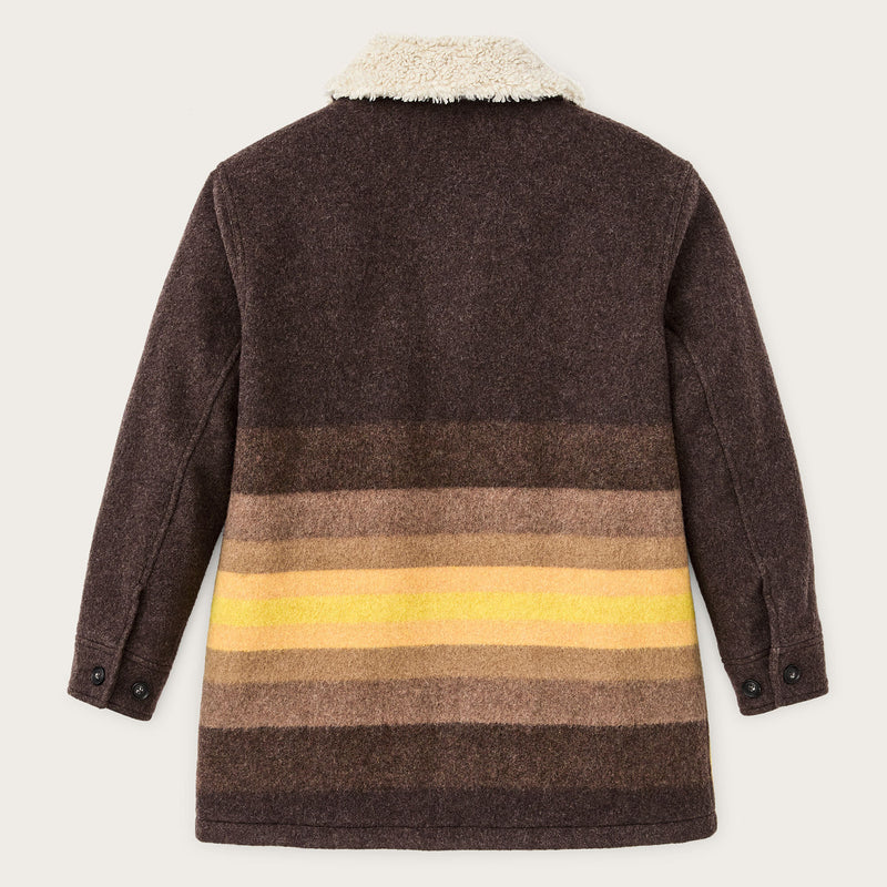 Women’s kodiak shawl collar coat by Filson | Brown / yellow strip (Brown)
