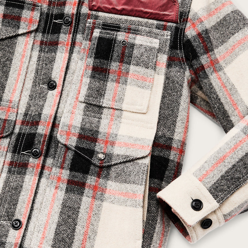 Women’s mackinaw wool shearling cruiser jacket par Filson | Cream / red / black (Multicolor)