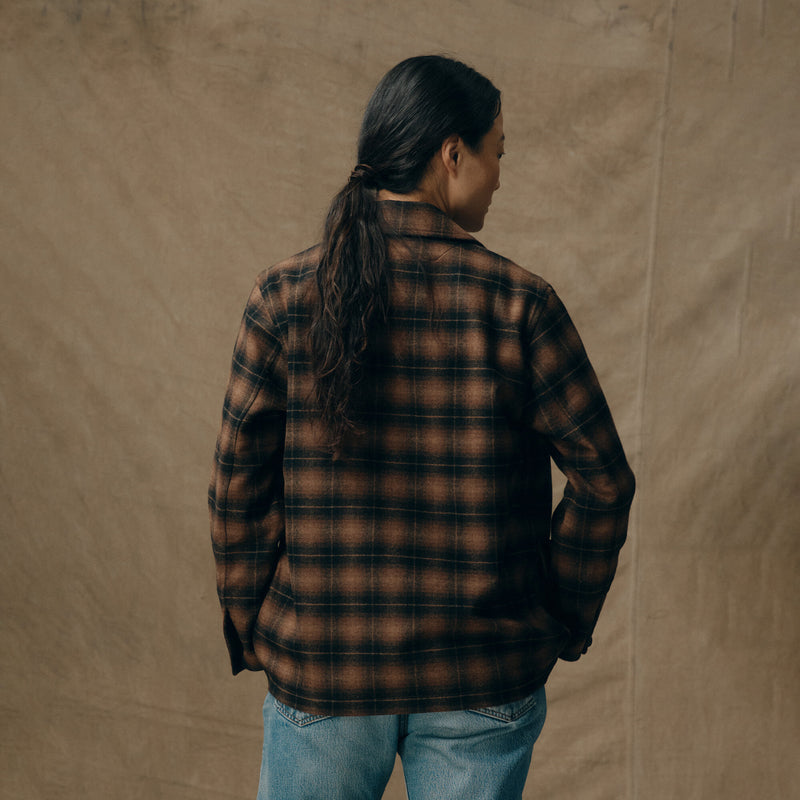 Blazer femme unconstructed en laine par Filson | Bronze brown plaid (Brown)