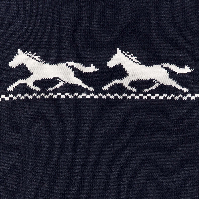 Women's wool crewneck sweater par Filson | Navy horse (Blue)