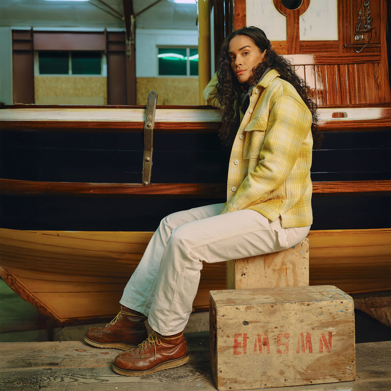 Women’s deer island jac-shirt par Filson | Ochre / cream plaid (Yellow)