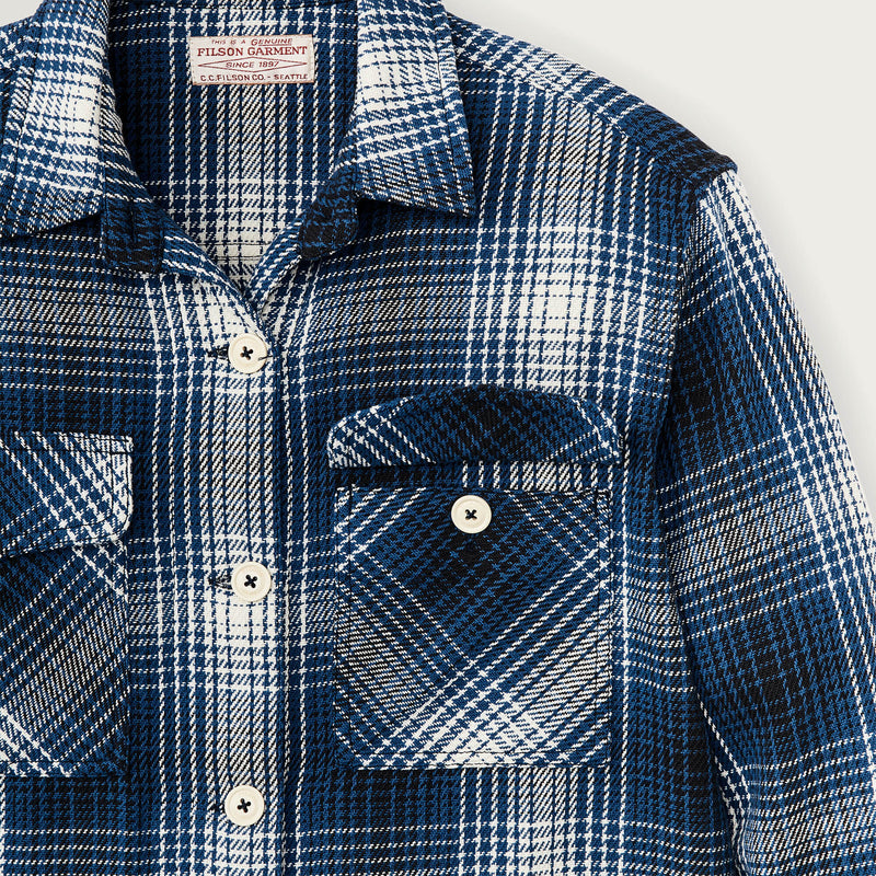 Women’s deer island jac-shirt par Filson | Cobalt/natural shadow plaid (Blue)