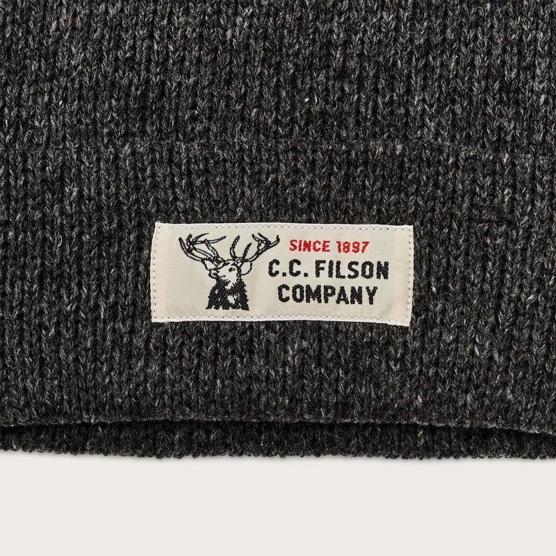 Lined ragg wool beanie by Filson | Charcoal black (Grey)