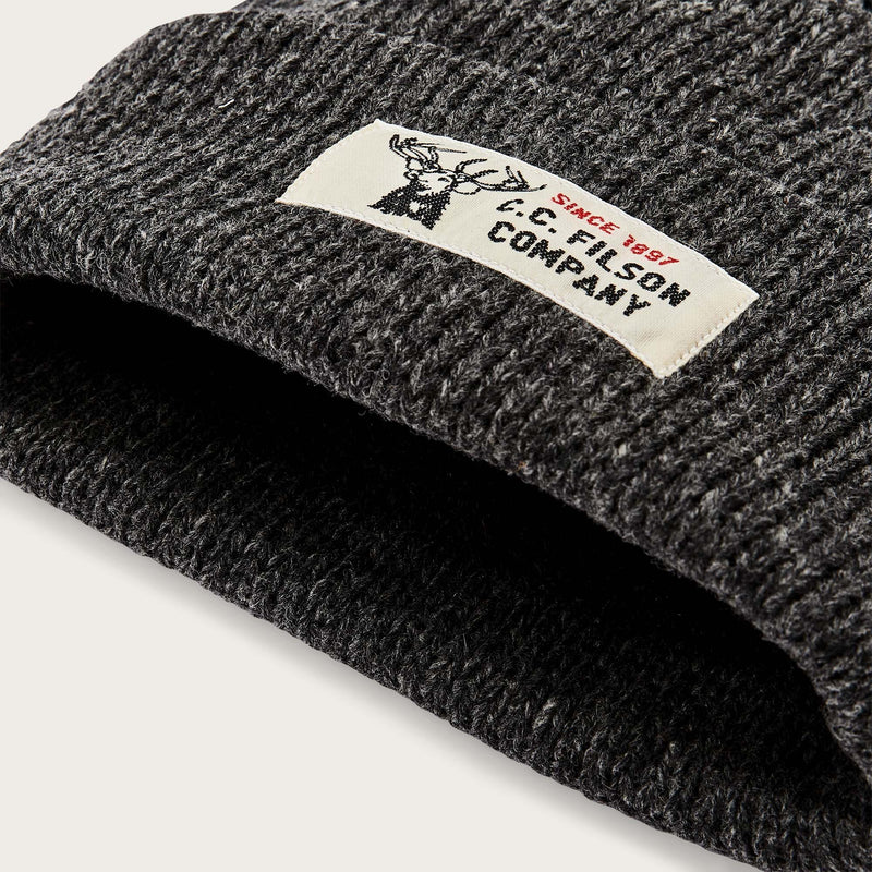 Lined ragg wool beanie by Filson | Charcoal black (Grey)