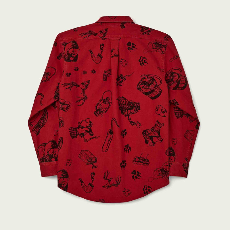 Vintage wash alaskan guide shirt par Filson | Freddy cats yukon route print (Red)