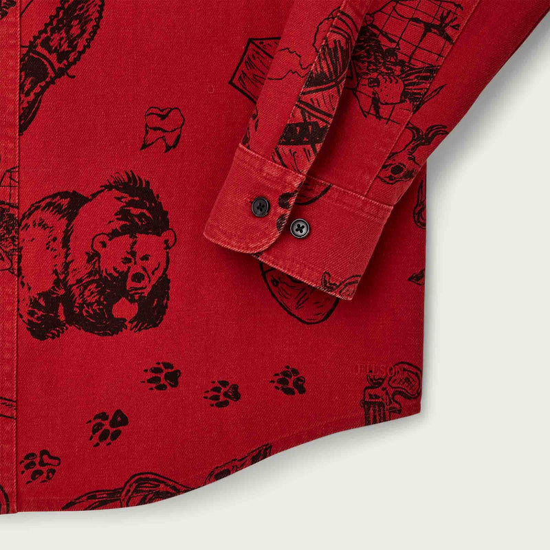 Vintage wash alaskan guide shirt par Filson | Freddy cats yukon route print (Red)