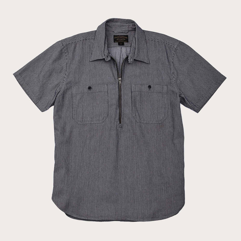 Short sleeve mechanic shirt by Filson | Navy/ gray hickory s (Grey)
