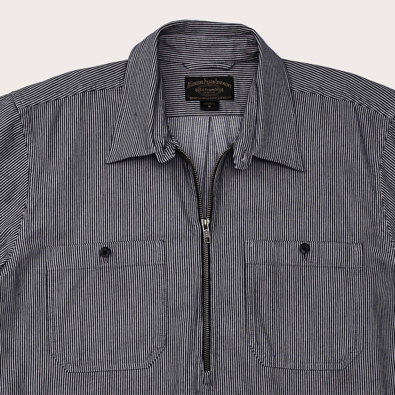 Short sleeve mechanic shirt by Filson | Navy/ gray hickory s (Grey)