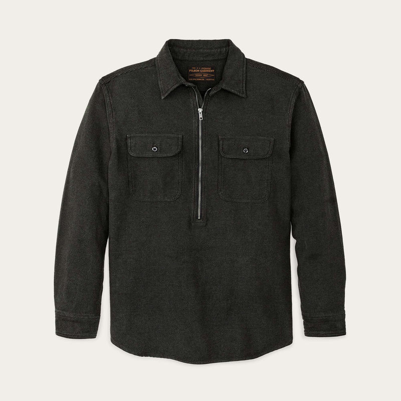 Vintage flannel quarter zip shirt by Filson | Olive / faded black (Green)