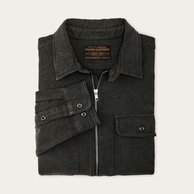 Vintage flannel quarter zip shirt by Filson | Olive / faded black (Green)