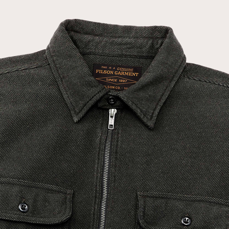 Vintage flannel quarter zip shirt by Filson | Olive / faded black (Green)