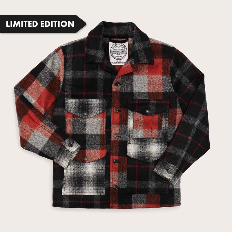 125th anniversary archival mackinaw wool cruiser par Filson | Charcoal rust patchwork (Red)