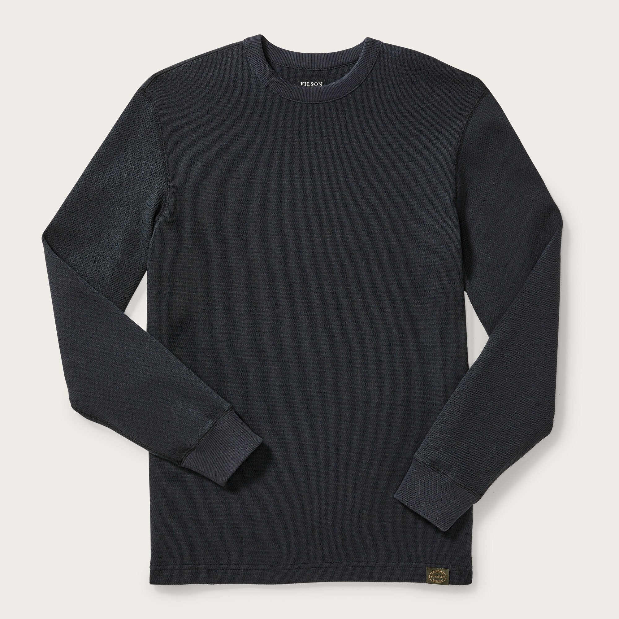 waffle knit crew neck shirt