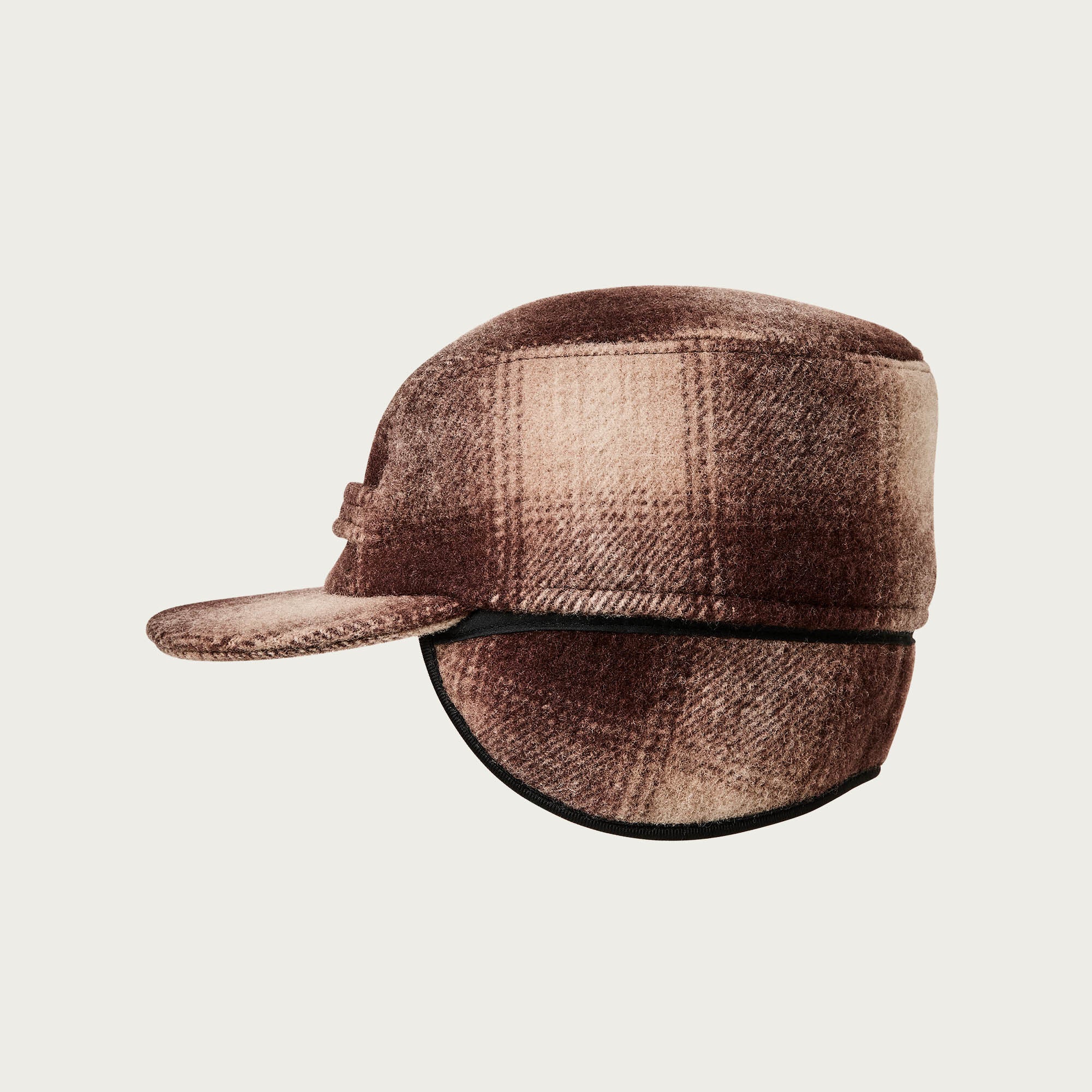 thumbnail image 2 of Filson Mackinaw Cap - Made In USA - Chalk Rope Stripe Charcoal/Black/Grey - Wool 2 of 5