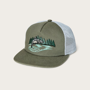 Trout trucker mesh cap by Filson | Dusty pine (Green)
