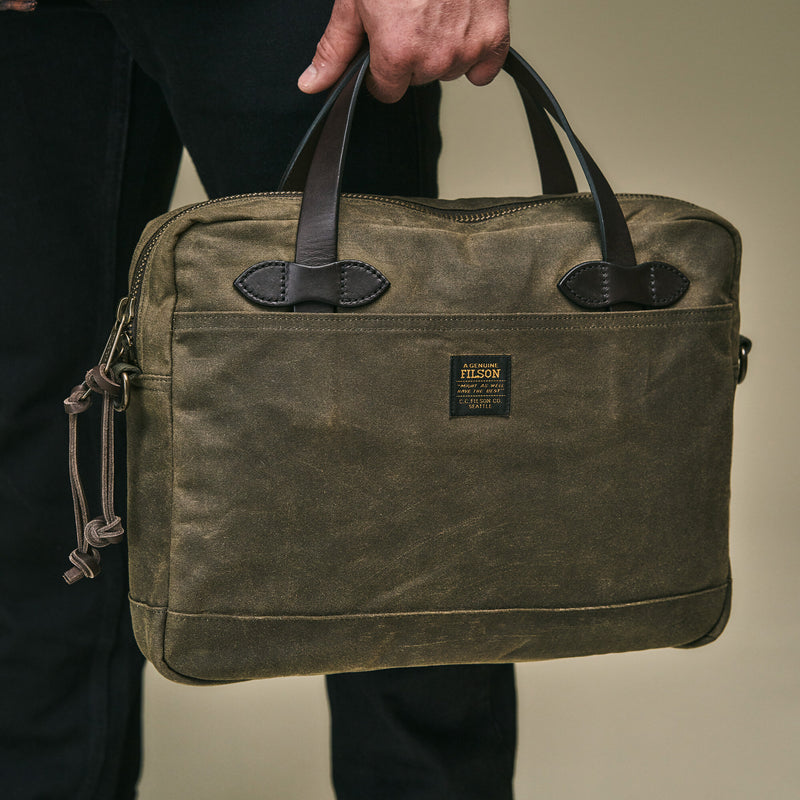 Tin cloth compact briefcase by Filson | Otter green (Green)