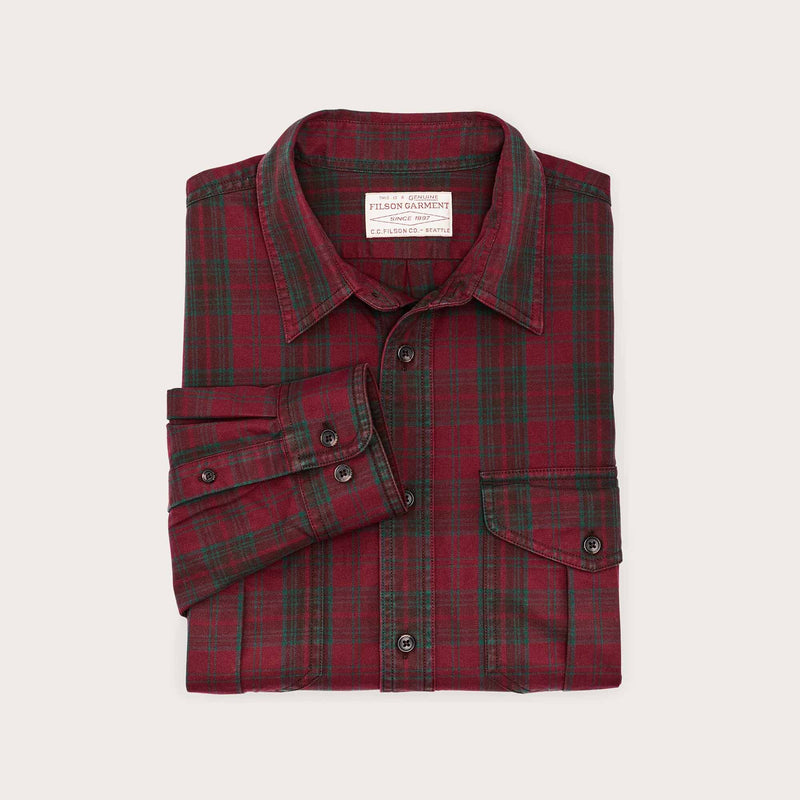 Lightweight alaskan guide shirt by Filson | Green / red plaid (Red)