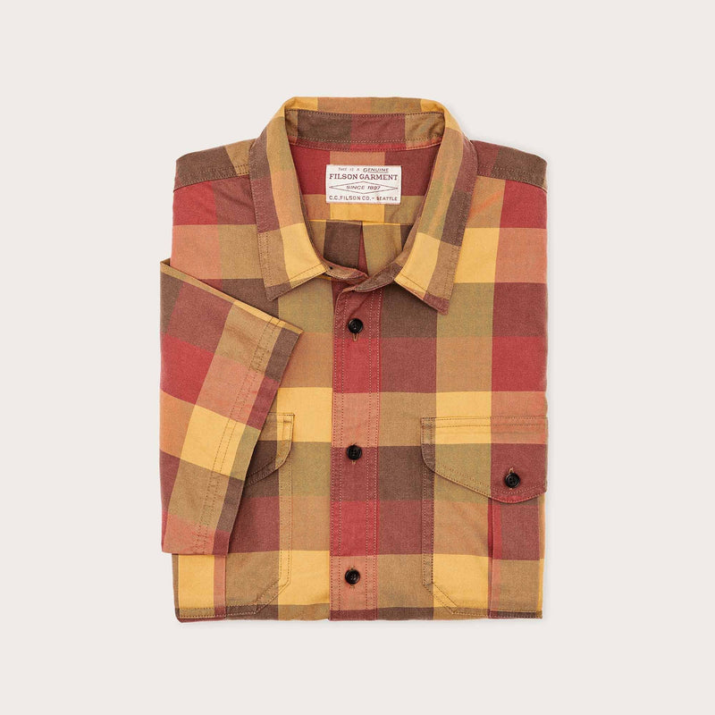 Short sleeve lightweight alaskan guide shirt by Filson | Red / yellow / brown (Multicolor)