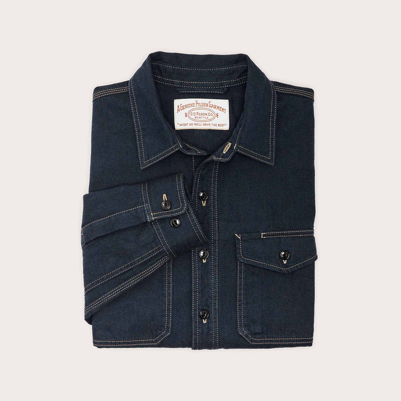 Lined denim work shirt by Filson | Mid-wash indigo (Blue)