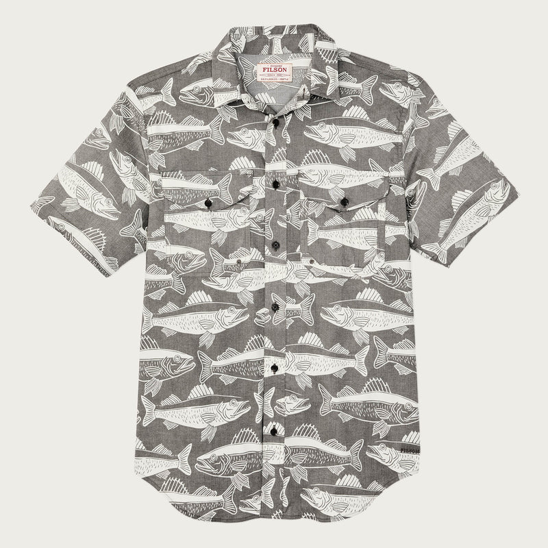 Twin lakes short sleeve sport shirt by Filson | Beluga / print (Gray)