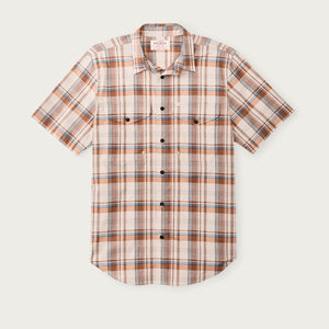 Twin lakes short sleeve sport shirt by Filson | Beige / rust plaid (Beige)