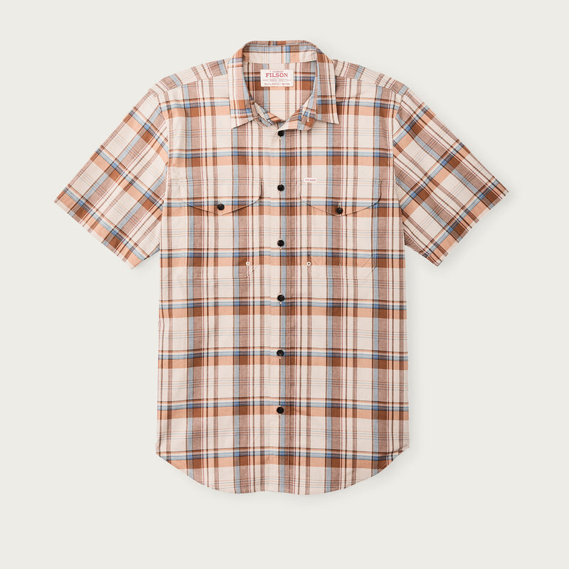 Twin lakes short sleeve sport shirt by Filson | Beige / rust plaid (Beige)