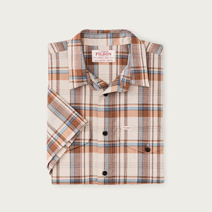 Twin lakes short sleeve sport shirt by Filson | Beige / rust plaid (Beige)