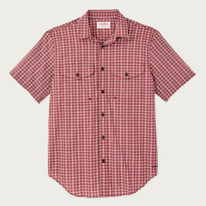Twin lakes short sleeve sport shirt by Filson | Brick / cream plaid (Red)