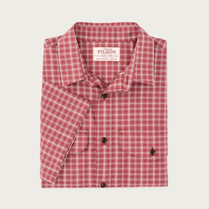 Twin lakes short sleeve sport shirt by Filson | Brick / cream plaid (Red)
