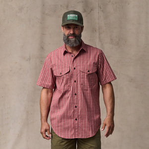 Twin lakes short sleeve sport shirt by Filson | Brick / cream plaid (Red)