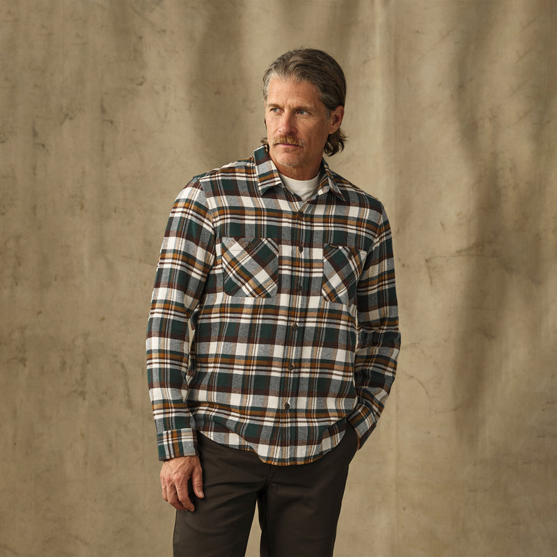 Rangeland flannel shirt by Filson | Green / bronze plaid (Green)