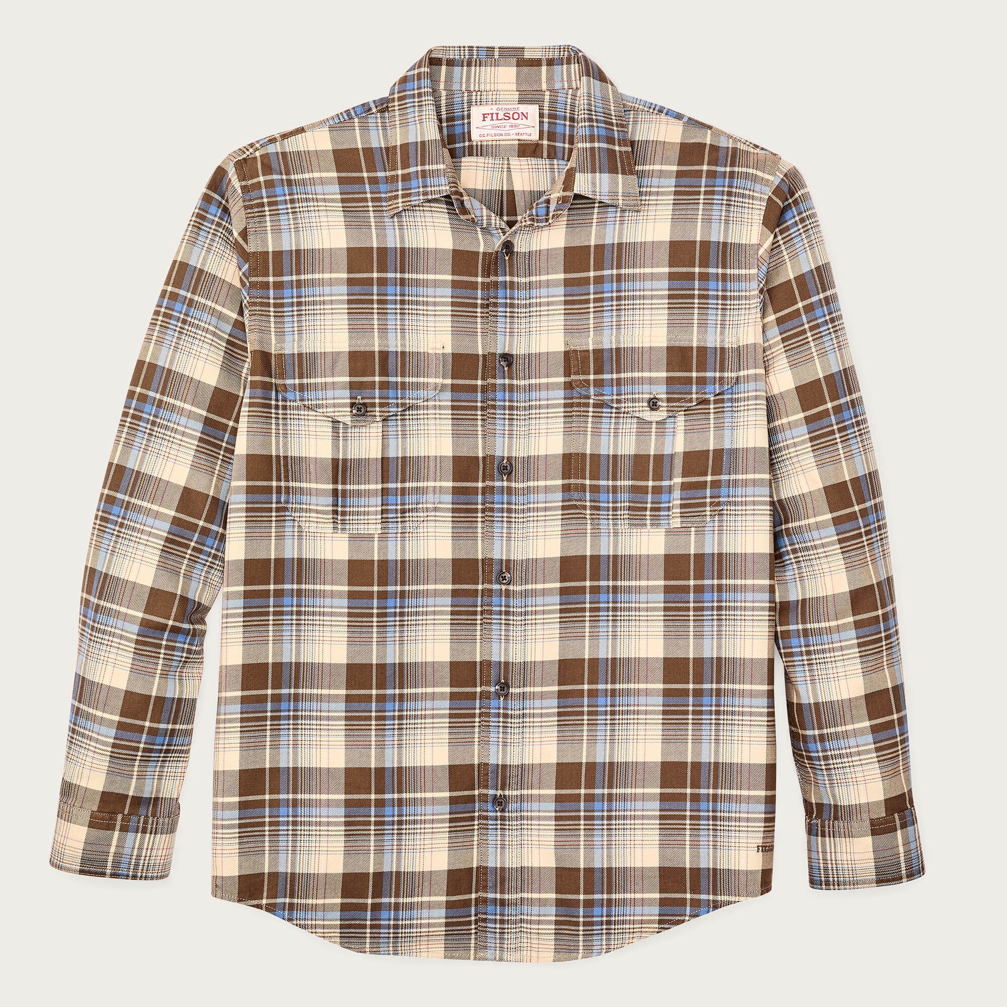 Lightweight alaskan guide shirt by Filson | Cream / blue / multi (Brown)