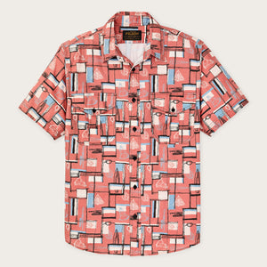 Short sleeve lightweight alaskan guide shirt by Filson | Russet / print (Pink)