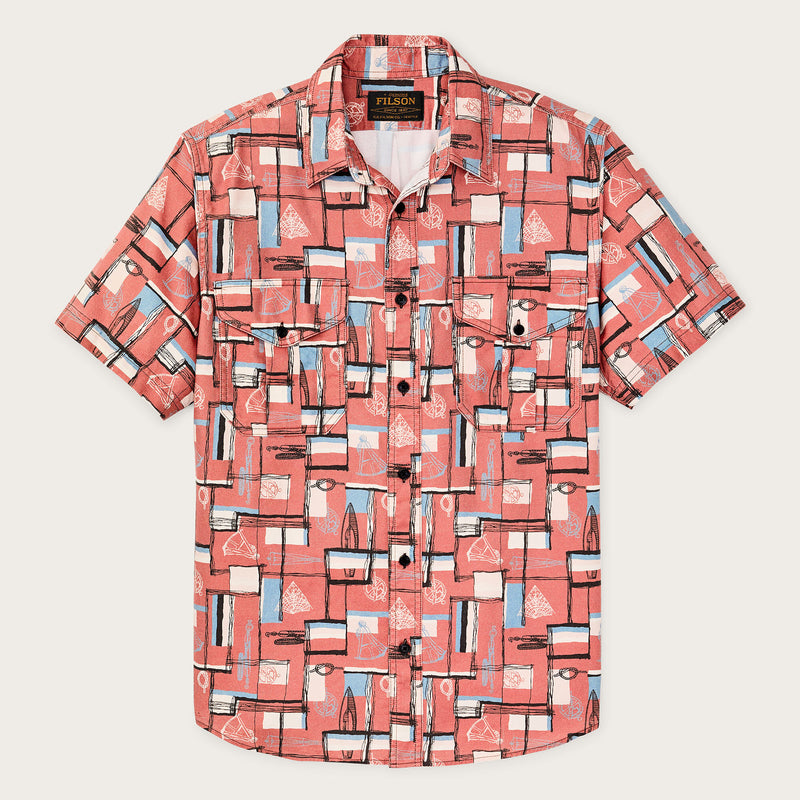 Short sleeve lightweight alaskan guide shirt by Filson | Russet / print (Pink)