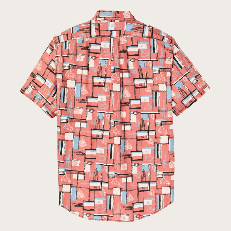 Short sleeve lightweight alaskan guide shirt by Filson | Russet / print (Pink)