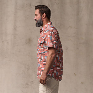 Short sleeve lightweight alaskan guide shirt by Filson | Russet / print (Pink)