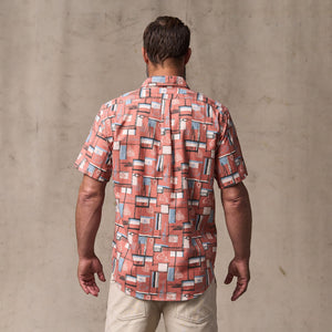 Short sleeve lightweight alaskan guide shirt by Filson | Russet / print (Pink)